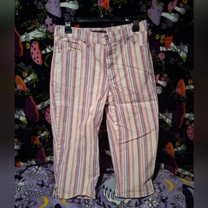 Gloria Vanderbilt Striped Capris - Pink, Purple, White